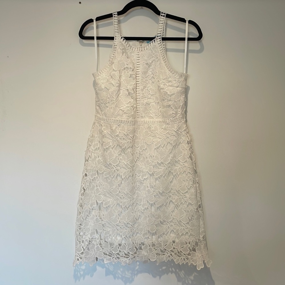 White lace mini dress